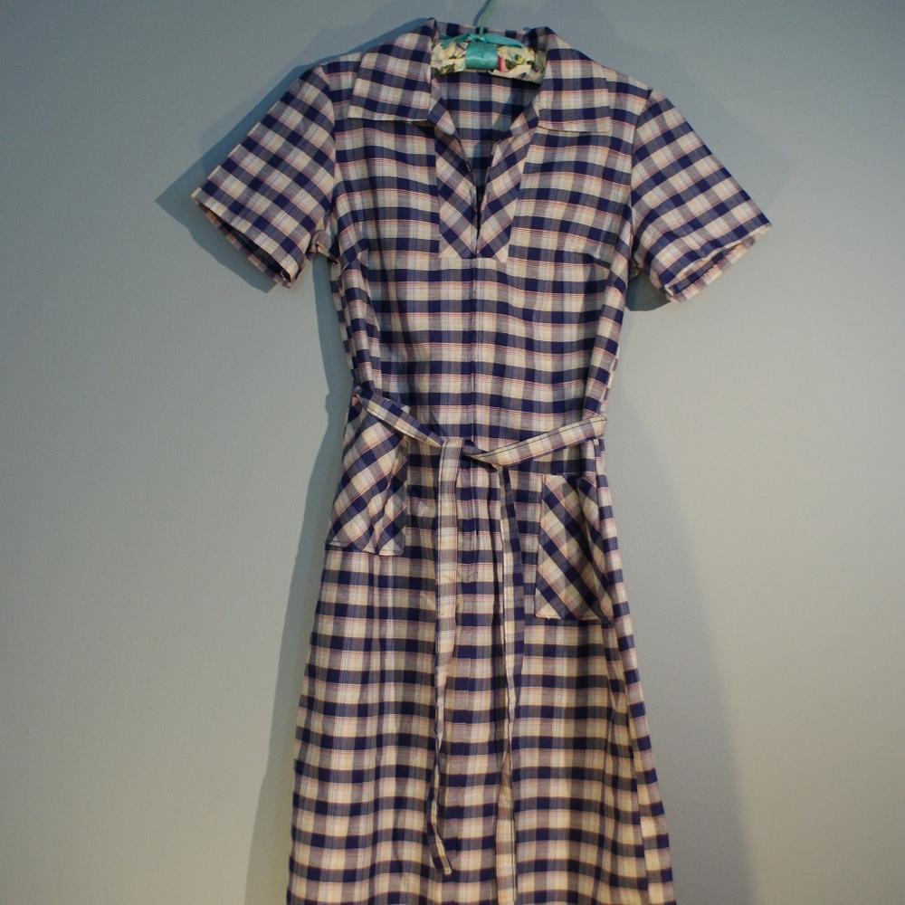Very Vintage Hand Sewn Plaid Midi Dress